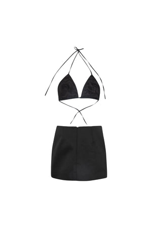 Load image into Gallery viewer, HIGH NECK BALLOON TOP WITH ATTACHED HOODIE PAIED WITH A BRA