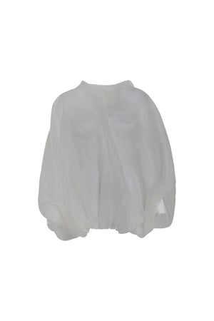 Load image into Gallery viewer, HIGH NECK BALLOON TOP WITH ATTACHED HOODIE PAIED WITH A BRA