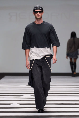 Load image into Gallery viewer, BLACK LOOSE FIT DENIM WITH ROPE TIE BELT