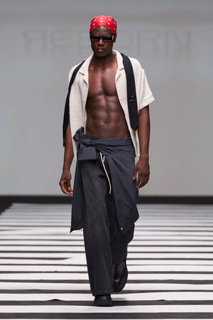 Load image into Gallery viewer, BLACK LOOSE FIT DENIM WITH ROPE TIE BELT
