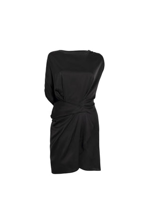 Load image into Gallery viewer, BLACK DRAPED DRESS