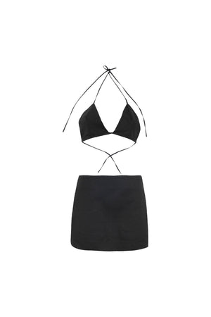 Load image into Gallery viewer, BLACK MINI FITTED SKIRT