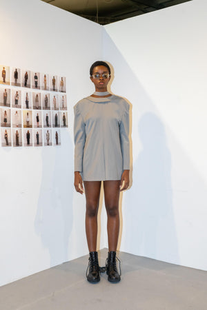 Load image into Gallery viewer, SHORT BLAZER-DRESS WITH NECK TIE