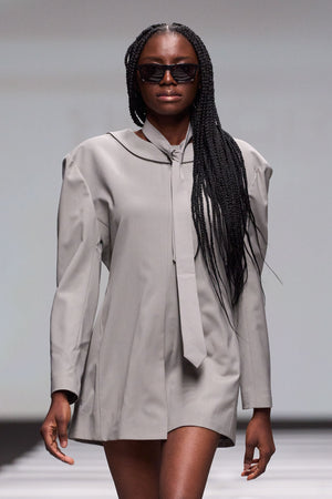 Load image into Gallery viewer, SHORT BLAZER-DRESS WITH NECK TIE