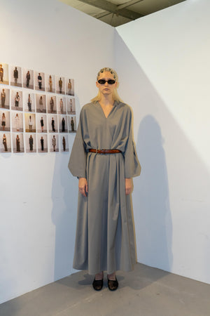 Load image into Gallery viewer, V-NECK LOOSE FIT DRESS WITH SHIRT SLEEVES DETAILS