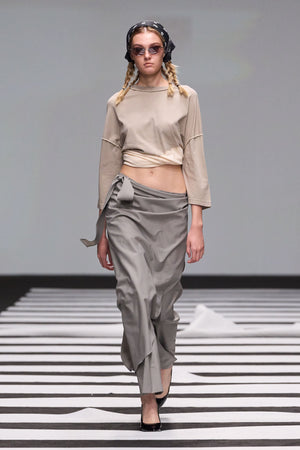 Load image into Gallery viewer, LOOSE FIT TROUSERS WITH WRAP-AROUND SKIRT