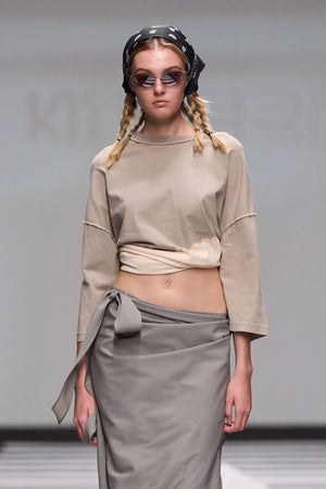 Load image into Gallery viewer, LOOSE FIT TROUSERS WITH WRAP-AROUND SKIRT