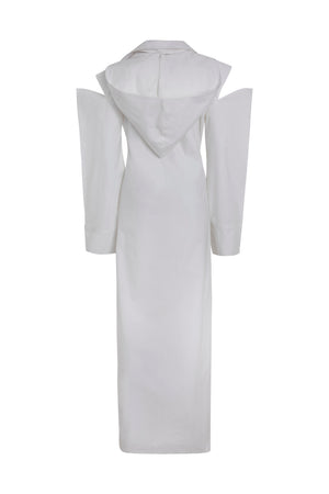 Load image into Gallery viewer, COLD SHOULDERS LONG TOP WITH TWISTED WAIST AND DETACHABLE HOODIE