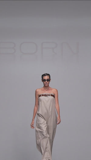 Load and play video in Gallery viewer, TUBE JUMPSUIT WITH BUTTONED FLAP ON TOP