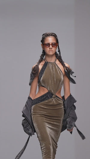 Load and play video in Gallery viewer, HALTER NECK DRESS