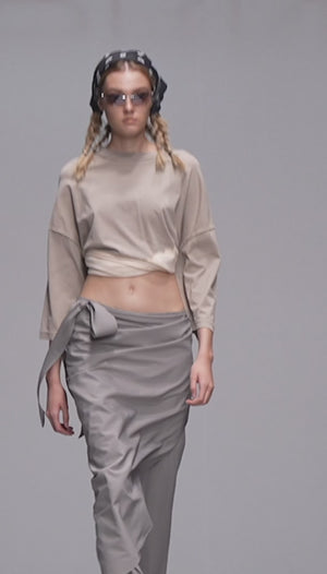 Load and play video in Gallery viewer, LOOSE FIT TROUSERS WITH WRAP-AROUND SKIRT