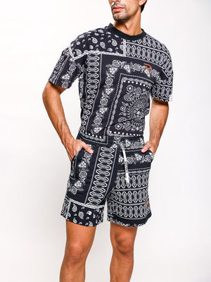 Load image into Gallery viewer, Black Bandana Print Lovin Shorts - Men