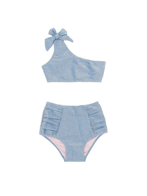Load image into Gallery viewer, Shimmer Bikini Top & High Waisted Bottoms - Girls