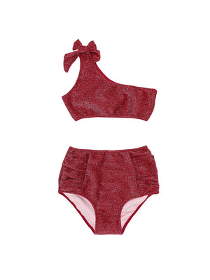 Load image into Gallery viewer, Shimmer Bikini Top & High Waisted Bottoms - Girls