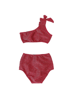 Load image into Gallery viewer, Shimmer Bikini Top & High Waisted Bottoms - Girls