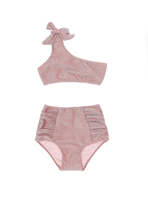 Load image into Gallery viewer, Shimmer Bikini Top & High Waisted Bottoms - Girls