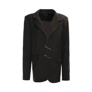 Load image into Gallery viewer, DARK GREY OVERSIZED BLAZER WITH FLAP POCKETS
