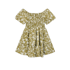 Load image into Gallery viewer, Girls mustard floral dress
