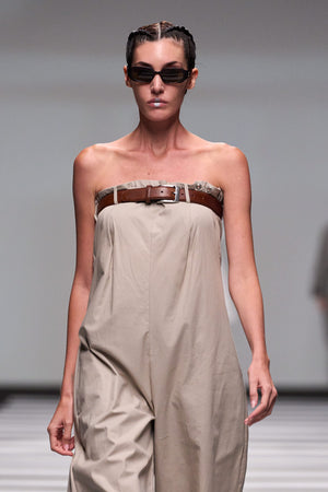 Load image into Gallery viewer, TUBE JUMPSUIT WITH BUTTONED FLAP ON TOP
