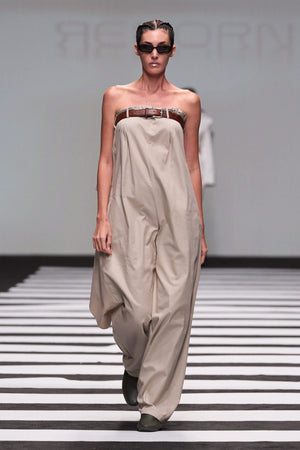 Load image into Gallery viewer, TUBE JUMPSUIT WITH BUTTONED FLAP ON TOP
