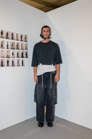 Load image into Gallery viewer, BLACK LOOSE FIT DENIM WITH ROPE TIE BELT
