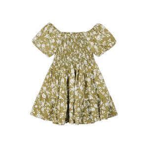 Load image into Gallery viewer, Girls mustard floral dress
