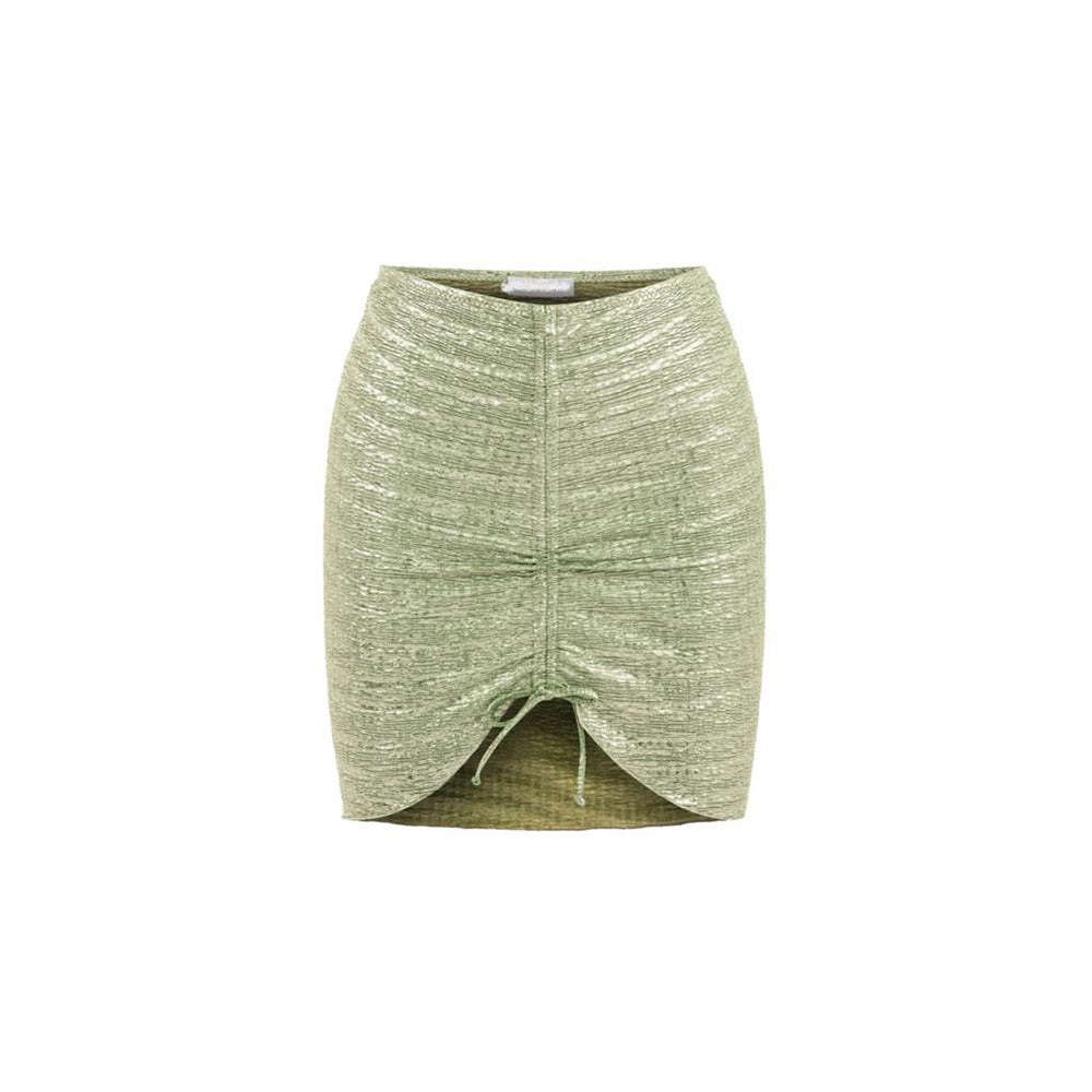 Centre Drawstring Shimmer Mini Skirt