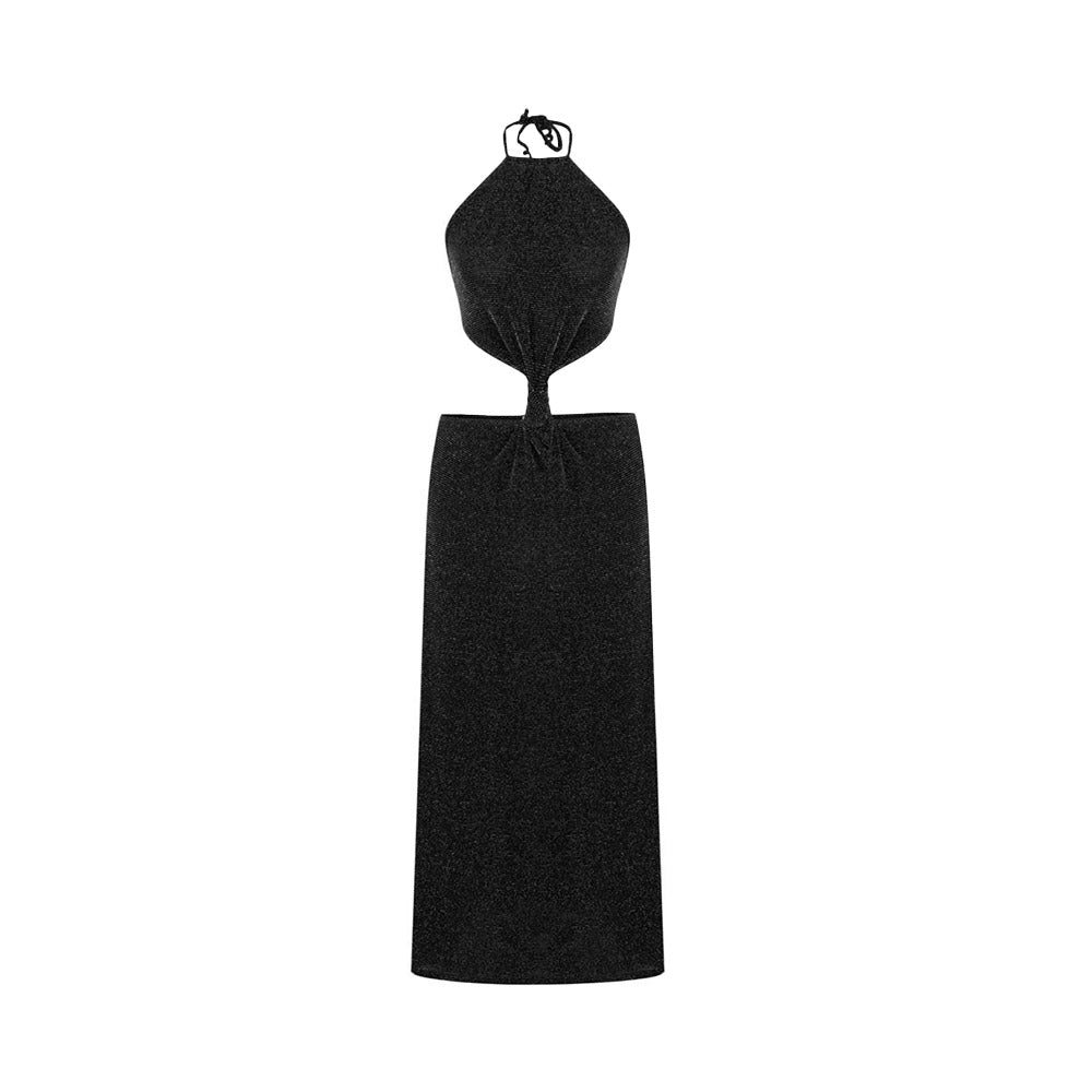 Halter Backless Dress Black