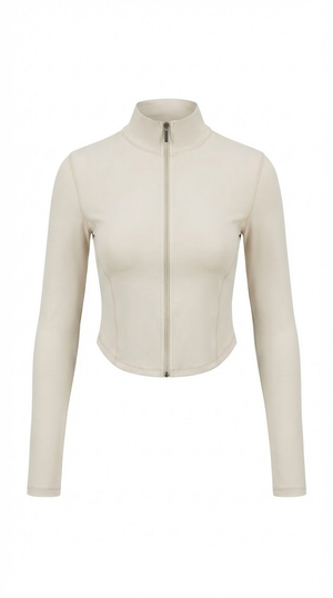 Load image into Gallery viewer, Beige Full-Zip Workout Jacket
