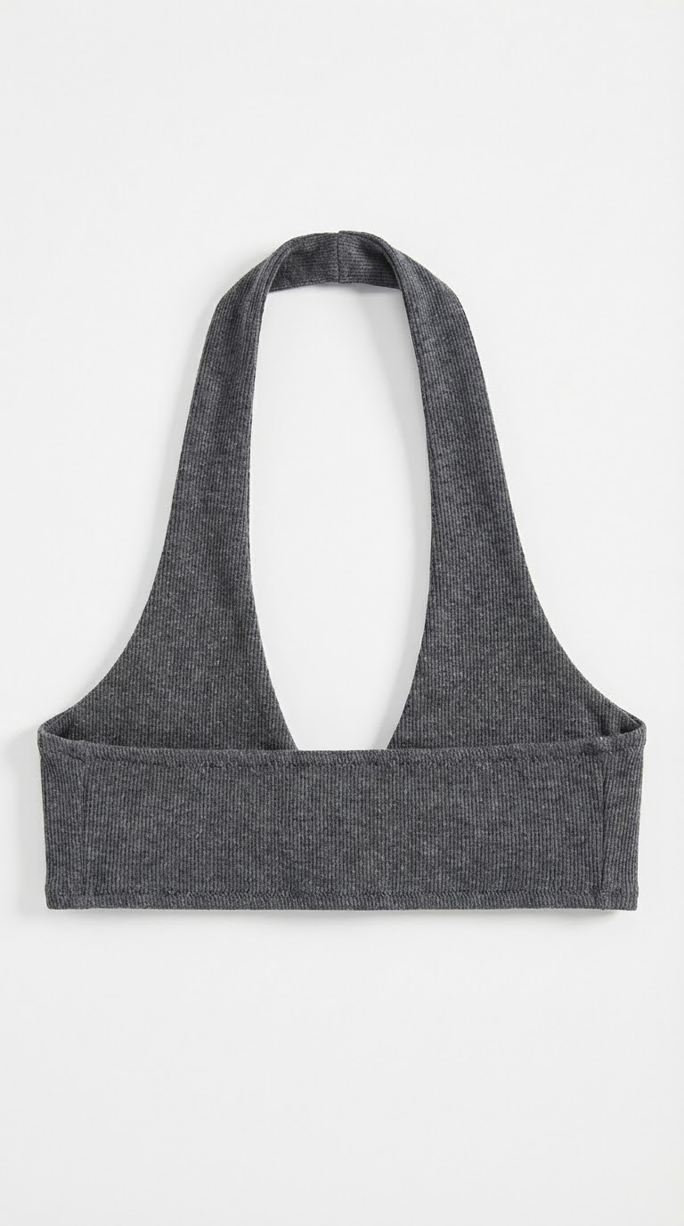 Grey ribbed sports bra – The Reborn Society