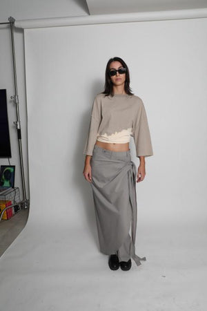 Load image into Gallery viewer, LOOSE FIT TROUSERS WITH WRAP-AROUND SKIRT
